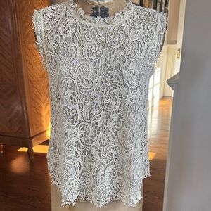 Chic Lace Sleeveless Top - White